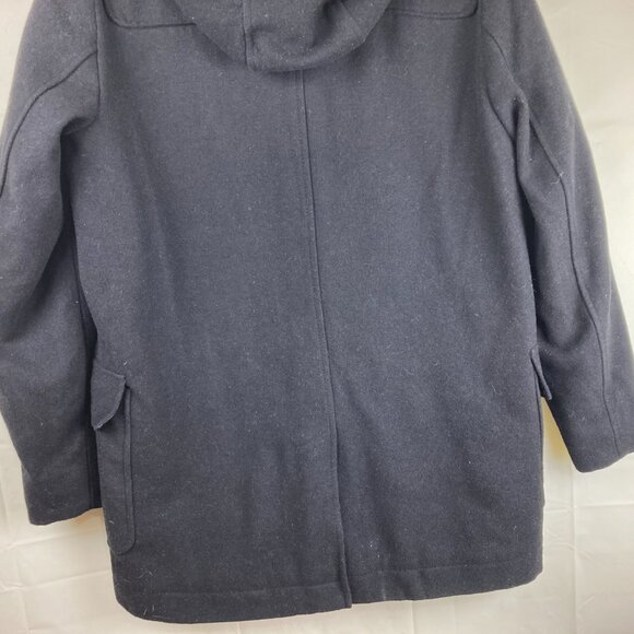 NWT Gap Womens Sz S Wool Duffle Coat W/ Hood Toggle Buttons Black Pea Coat - Picture 12 of 12